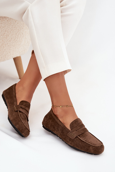 Loafersy Mokasyny Damskie Płaskie Ciemnozielone Roseline