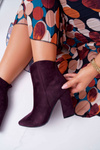 Botki Damskie Na Słupku W Szpic Zamszowe Fioletowe Summe