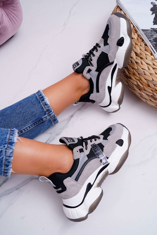 Damskie Sportowe Obuwie Big Star by Daniel Lopez Szare FF274427