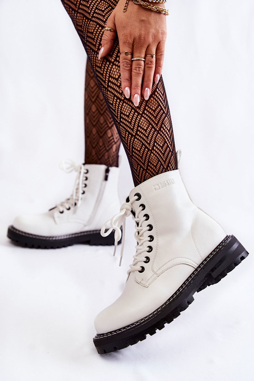 Damskie Botki Na Platformie Big Star KK274539 Białe