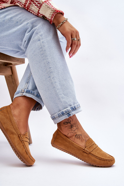 Damskie Klasyczne Zamszowe Mokasyny Camel Ivana