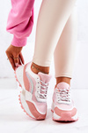 Sportowe Buty Sneakersy Różowo-Białe Revenge