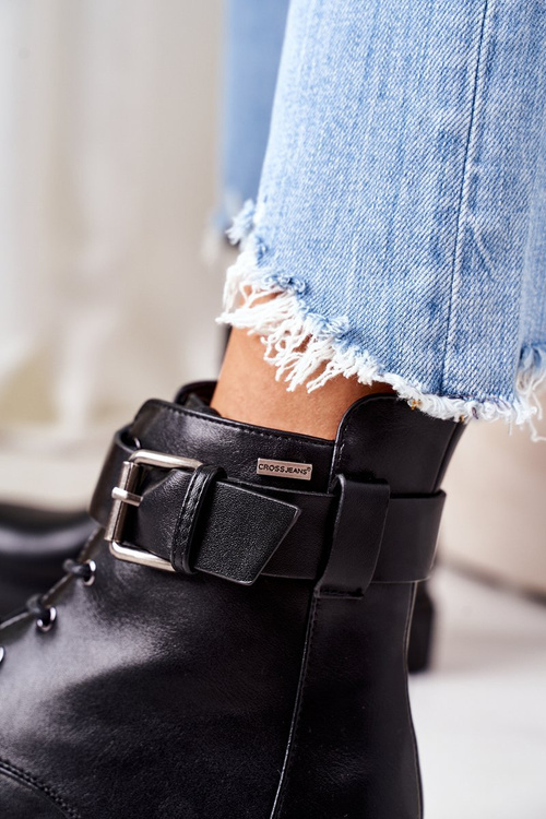 Damskie Ocieplane Workery Cross Jeans EE2R4086C Czarne