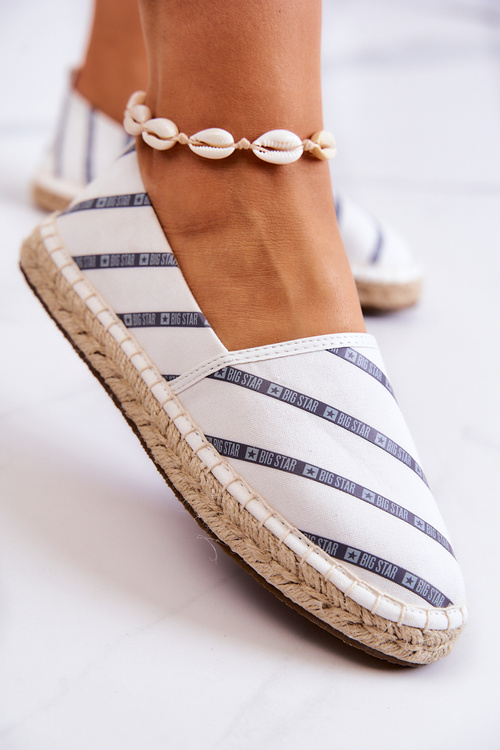 Damskie Modne Logowane Espadryle Big Star JJ274959 Białe