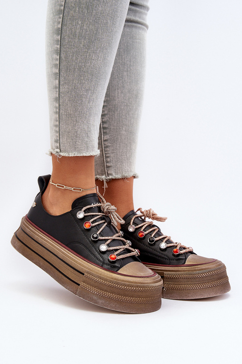 Damskie Trampki Na Platformie GOE NN2N4053 Czarne