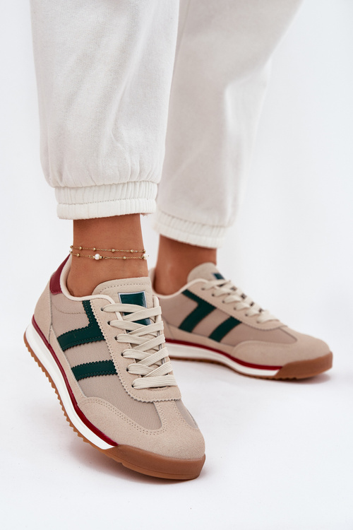 Niskie Sneakersy Damskie Ciemnobeżowe Rulaana