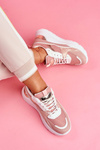 Sportowe Damskie Buty Sneakersy Biało Różowe Martina