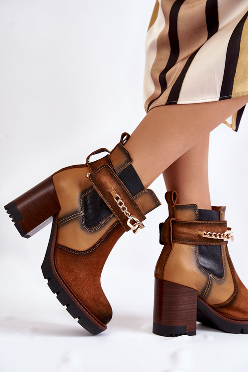 Damskie Skórzane Botki Maciejka 05781-29 Rude