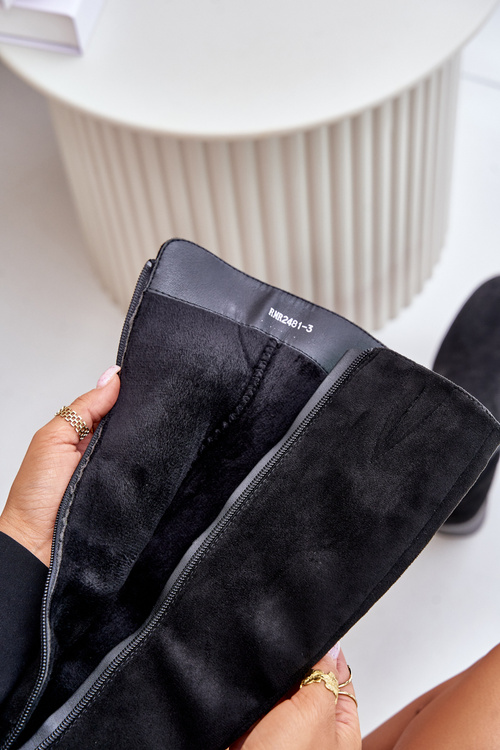 Kozaki Na Obcasie Z Eko Zamszu Przed Kolano Czarne Izanae