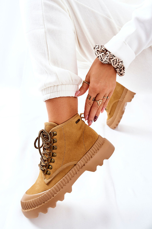 Skórzane Trapery Botki Big Star II274366 Camel