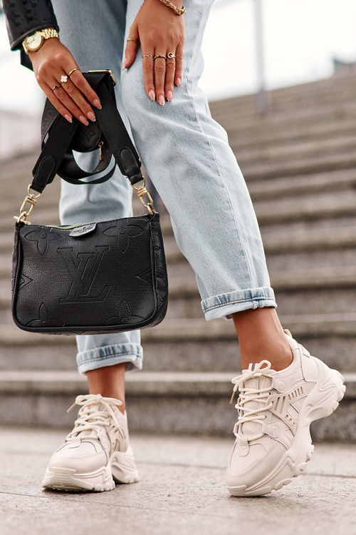 Masywne Damskie Buty Sportowe Sneakersy Beżowe Toderus