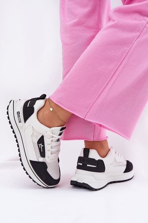 Buty Sportowe Damskie Na Platformie Big Star RR274A223 HI-POLY SYSTEM Biało-Czarne