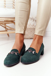 Zamszowe Półbuty Na Obcasie Sergio Leone PB148 Zielone