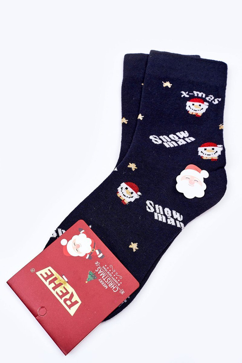 Świąteczne Bawełniane Skarpetki SNOWMAN Granatowe