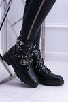 Damskie Botki Wysokie Czarne Trapery Albere
