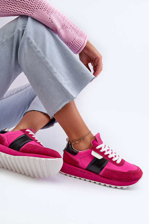 Sneakersy Damskie Na Platformie Big Star NN274500 Memory Foam System Fuksja