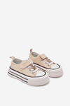Dziewczęce Trampki Ze Złotą Przypinką Miś Beżowe Solena
