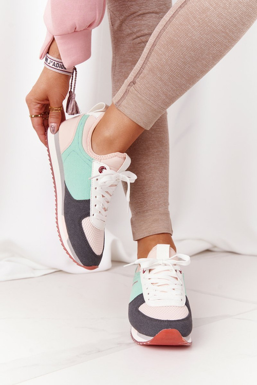 Sportowe Buty Memory Foam CROSS JEANS HH2R4049C Zielono-Różowe