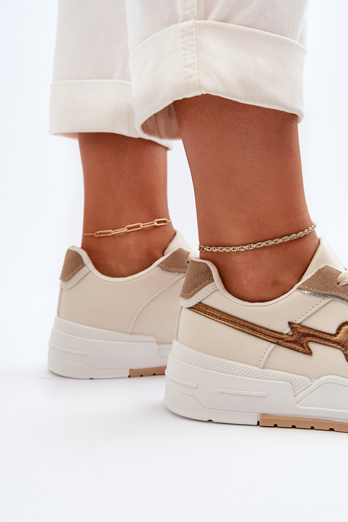 Sneakersy Damskie Na Platformie Beżowe Zeparine