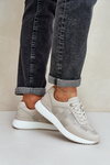 Skórzane Buty Sportowe Sneakersy Damskie S.Barski LR51-551 Beżowe