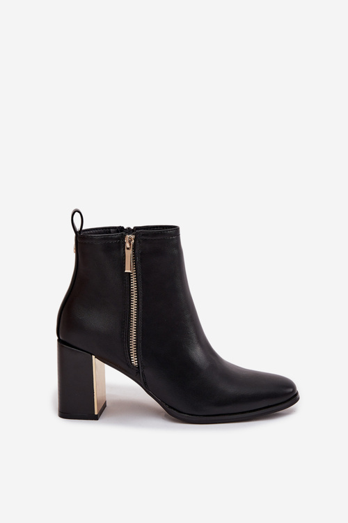 Botki Damskie Na Słupku Z Eko Skóry Czarne Camilyn