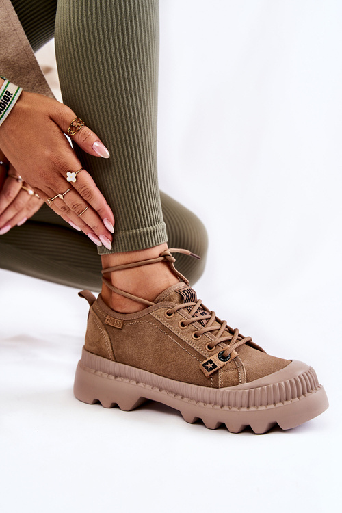 Zamszowe Buty Sportowe Big Star KK274511 Beżowe