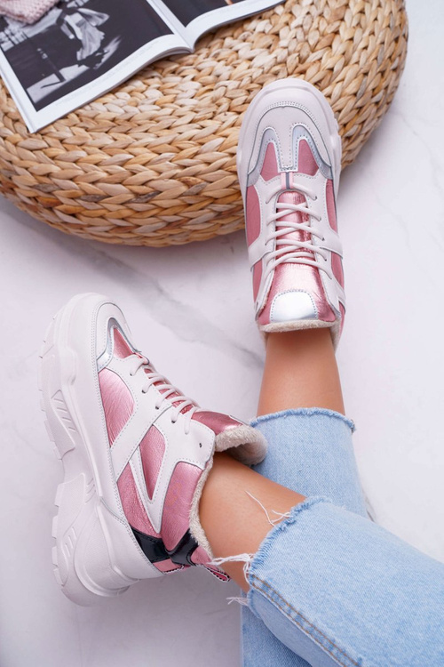 Damskie Sportowe Obuwie Różowe Ocieplane Midrow