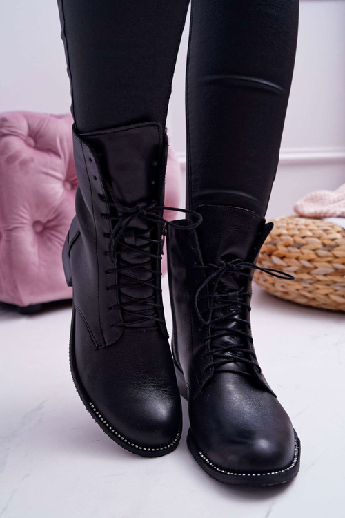 Botki Damskie Skóra Licowa Nicole 2315 Czarne The Island