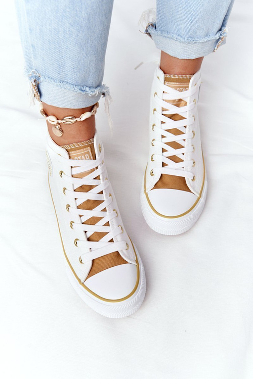 Damskie Wysokie Trampki Big Star HH274450 Białe