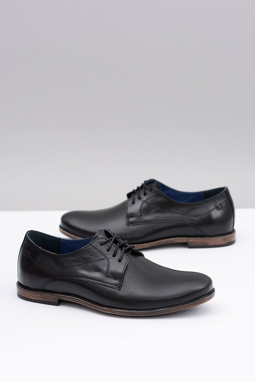 Nikopol Czarne Skórzane Męskie Półbuty James