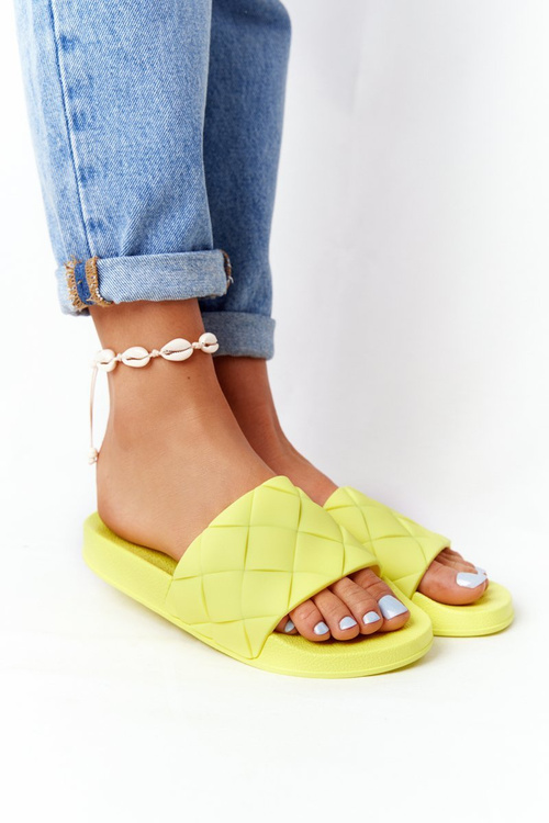 Gumowe Klapki Damskie Neonowe Żółte Let's Swim