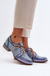 Półbuty Damskie Sznurowane Skóra Naturalna Maciejka 06452-06 Niebieskie
