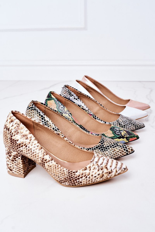 Satynowe Czółenka Lewski Shoes 2801 Srebrne