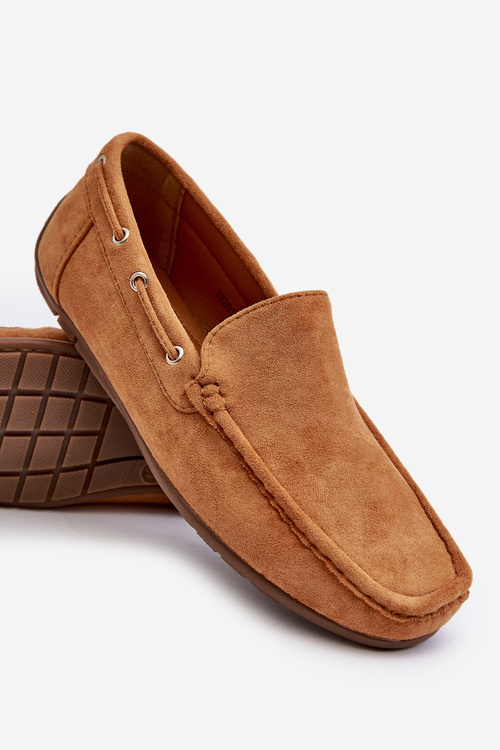 Męskie Zamszowe Wsuwane Mokasyny Camel Rayan