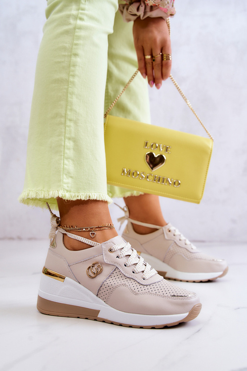 Damskie Skórzane Buty Sportowe Sneakersy Beżowe Loissa