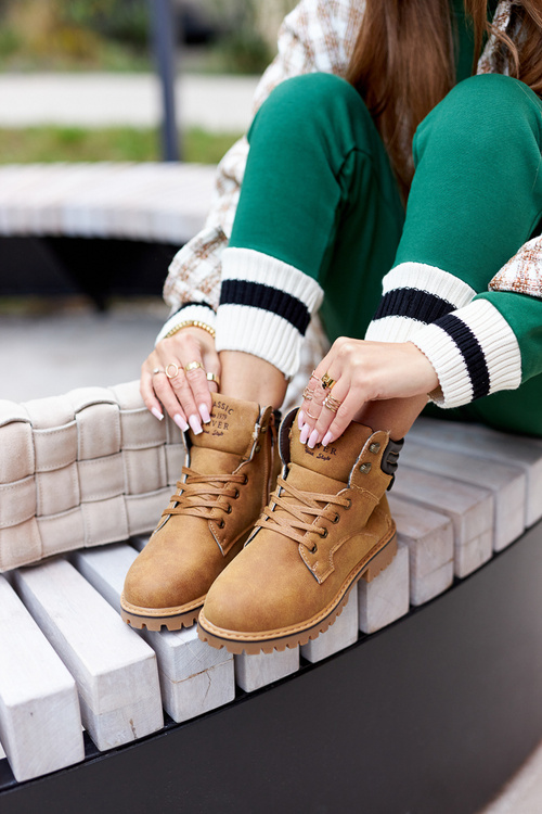 Damskie Ocieplane Trapery Na Suwak Camel Lenox