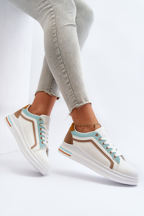 Sneakesy Damskie Z Brokatem Niebieskie Elnami