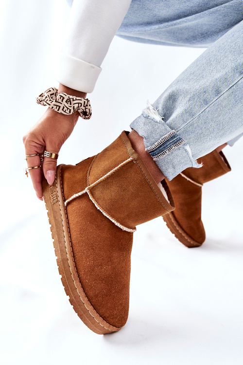 Damskie Skórzane Śniegowce Big Star II274441 Camel