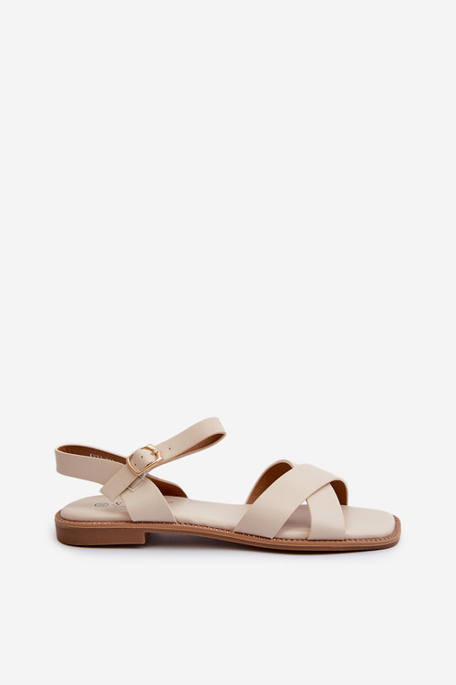 Płaskie Sandały Damskie Z Eko Skóry S.Barski KV27-003 Beżowe