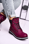 Damskie Botki Trapery Bordowe Grunders