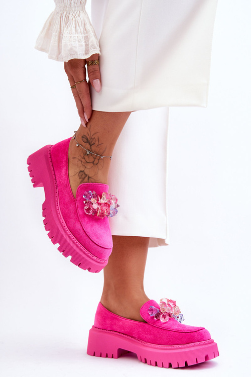 Damskie Mokasyny Z Ozdobnymi Kryształami Różowe Avril