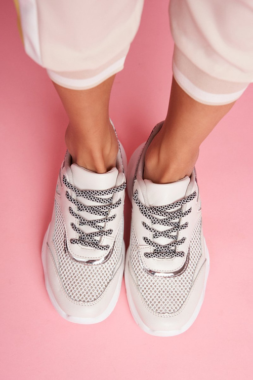 Sportowe Damskie Buty Wężowe Szare Giselle