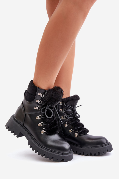 Ocieplane Botki Trapery Na Zamek Z Eko Skóry Czarne Willatta