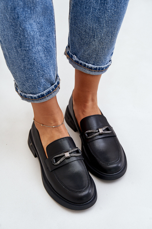 Mokasyny Damskie Ze Skóry Naturalnej Vinceza 62181 Czarne