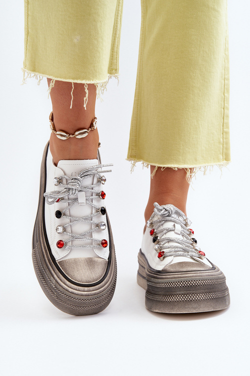 Damskie Trampki Na Platformie GOE NN2N4054 Białe