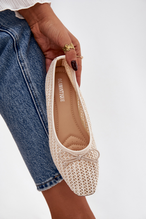 Baleriny Z Plecionką I Kokardką Ecru Belirra