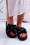 Damskie Klapki Profilowana Wkładka Z Kokardką Czarne Juicy