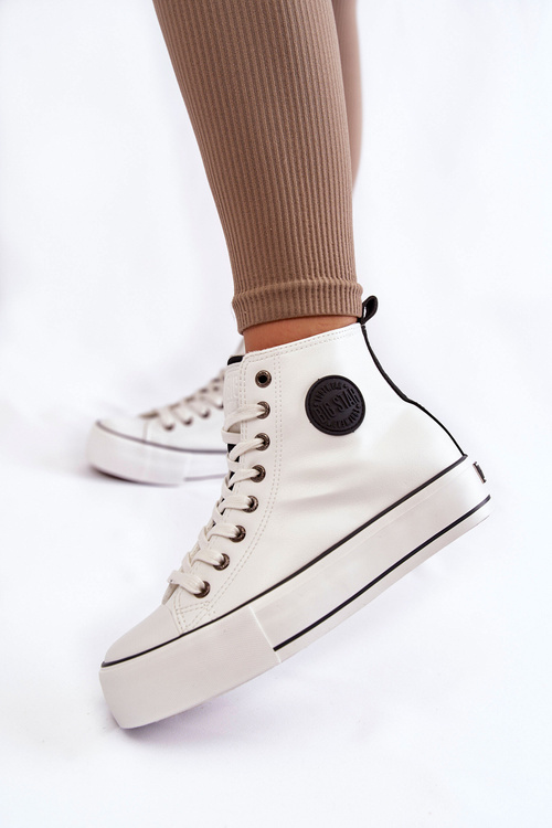 Damskie Wysokie Ocieplane Trampki Big Star KK274170 Białe