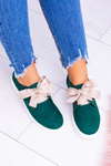Zielone Skórzane Damskie Tenisówki Loop