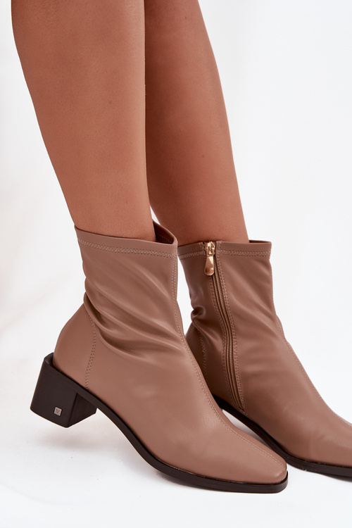 Damskie Botki Na Obcasie Vinceza 23-10791 Beżowe